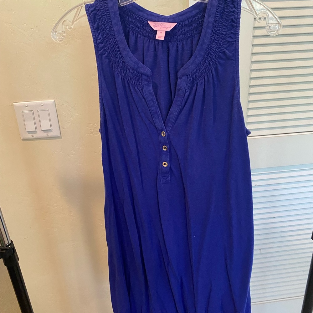 Lilly Pulitzer Blue Ruched Sleeveless Tank dress